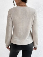 Beige Ribbed Wrap Sweater and Black Leggings Set Woman T Shirts
