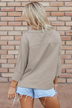 Beige star appliqué floral top in cotton blend with utility jacket style