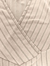 Beige Striped Ribbed Wrap Top for Women