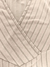 Beige Striped Ribbed Wrap Top for Women Woman T Shirts