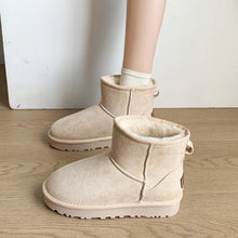 Beige Suede Ankle Boot with Faux Fur for Women Beige