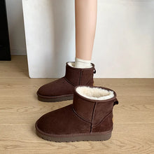 Beige Suede Ankle Boot with Faux Fur for Women Dark Brown
