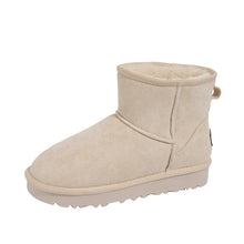 Beige Suede Ankle Boot with Faux Fur for Women