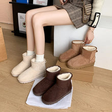 Beige Suede Ankle Boot with Faux Fur for Women