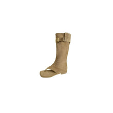 Beige Suede Gladiator Knee High Sandal Boots for Women Khaki