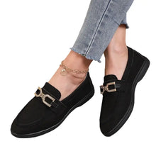 Beige Suede Loafers with Jeweled Buckle for Women Woman Loafers