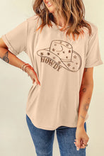 Beige T Shirt with Cowboy Hat Graphic for Women