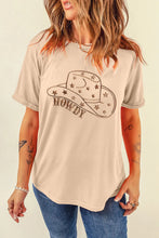 Beige T Shirt with Cowboy Hat Graphic for Women