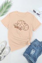 Beige T Shirt with Cowboy Hat Graphic for Women