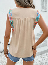 Beige Tank Top with Colorful Crochet Shoulder Straps for Women