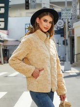 Cream Quilted Beige Faux Fur Jacket with Long Sleeve Length