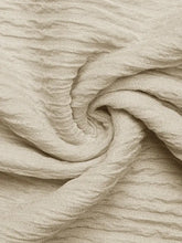 Beige Textured Knit Top with Asymmetrical Short Sleeve Neckline Woman T Shirts