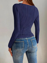 Beige Textured Long Sleeve Top for Women