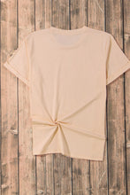 Beige Twisted Hem T-Shirt with Pink Leopard Print Pumpkin