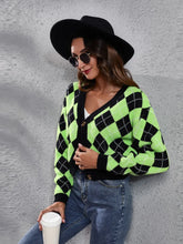 Geometric Button Up Long Sleeve Cardigan