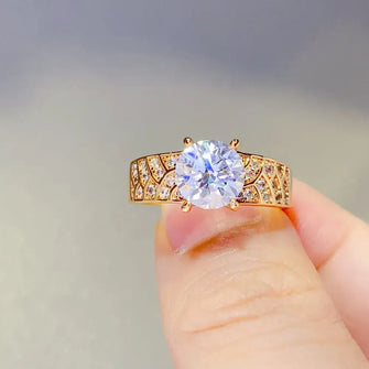 1.5 Carat 925 Sterling Silver Moissanite Ring Gold Rings
