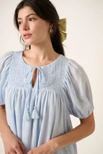 Mittoshop Tassel Tie Plaid Gauze Short Sleeve Mini Dress Casual Dresses