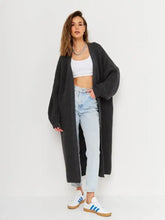 Open Front Long Sleeve Longline Cardigan Black One Size Woman Outerwear