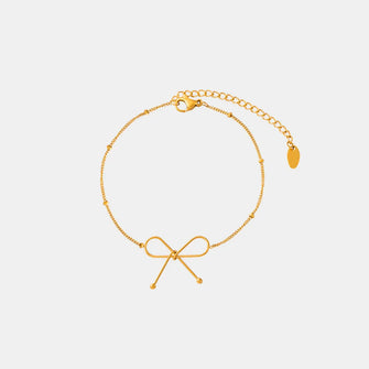 Titanium Steel Bow Bracelet Gold One Size