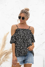 Printed Cold-Shoulder Frill Trim Blouse Woman Blouses
