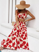 Honey Floral Tie Shoulder Top and Tiered Maxi Skirt Set Woman Maxi Dress