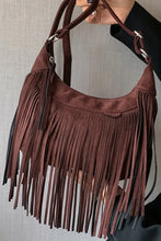 Suede Fringe Adjustable Strap Shoulder Bag Dark Brown One Size Shoulder Bags
