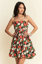Davi & Dani Floral Scalloped Cutout Back Mini Dress Black