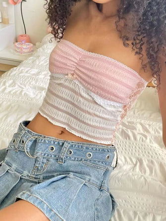 Lace Tube Top Blush Pink Tanks & Camis