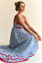 Davi & Dani Geo 2 Tone Printed Wavi Trim Tiered Maxi Dress Casual Dresses