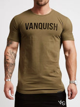 Men's Letter Round Neck Short Sleeve T-Shirt Olive