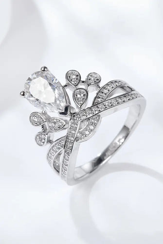 1.5 Carat Moissanite Crown-Shaped Ring Silver Rings
