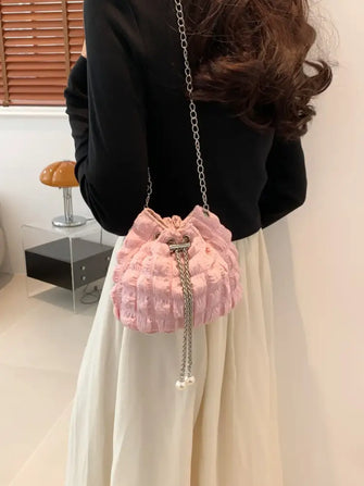 Bubble Texture Bucket Bag Pink One Size Shoulder Bags