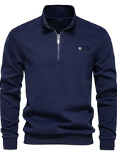 Men's Quarter Zip Long Sleeve Sweatshirt Navy Mens Tops
