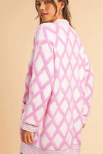 Geometric Open Front Long Sleeve Cardigan Woman Outerwear
