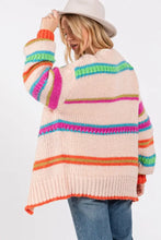 SAGE + FIG Rainbow Striped Open Front Knit Cardigan Casual Dresses