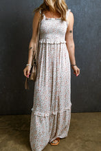 Ruffled Smocked Printed Sleeveless Maxi Dress Woman Maxi Dress