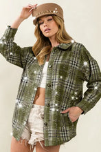 BiBi Allover Clear Sequins Vintage Plaid Jacket OLIVE MULTI Woman Outerwear