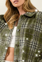 BiBi Allover Clear Sequins Vintage Plaid Jacket Woman Outerwear
