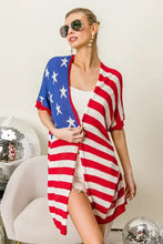 Bibi American Flag Low Gauge Knit Open Front Cardigan
