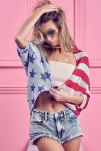 Bibi American Flag Theme Cocoon Knit Cardigan with Stars and Stripes