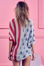 Bibi American Flag Cocoon Knit Cardigan with Stars and Stripes