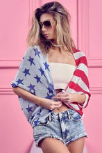 Bibi American Flag Theme Cocoon Knit Cardigan for Women