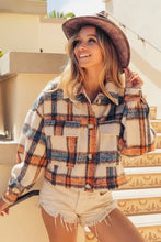 BiBi Brushed Plaid Crop Jacket with Pockets Woman Outerwear