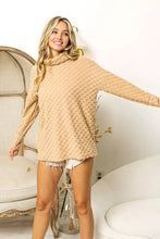 BiBi Checkered Round Neck Thumbhole Long Sleeve Top Woman Blouses