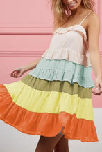 BiBi Color Blocked Tiered Dress Casual Dresses