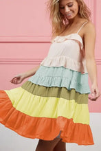 BiBi Color Blocked Tiered Dress CREAM MINT BAN ORAN Casual Dresses