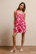 BiBi vibrant pink floral print sundress with tuck detail and pockets