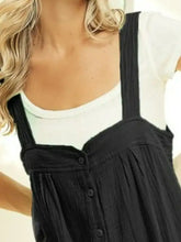 BiBi Gauze Buttoned Up Overall Jumpsuit in black gauze fabric, machine wash cold