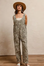 BiBi leopard print animal print wide-leg U neck jumpsuit
