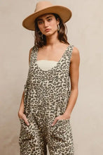BiBi leopard print U neck sleeveless jumpsuit with square neckline